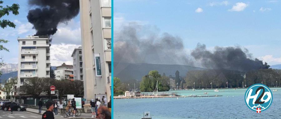 ANNECY | Impressionnant feu de toiture